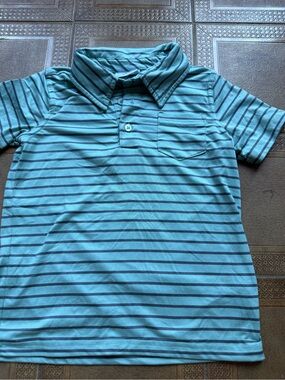 Tommy Bahama Teal and Navy Striped Kids Polo